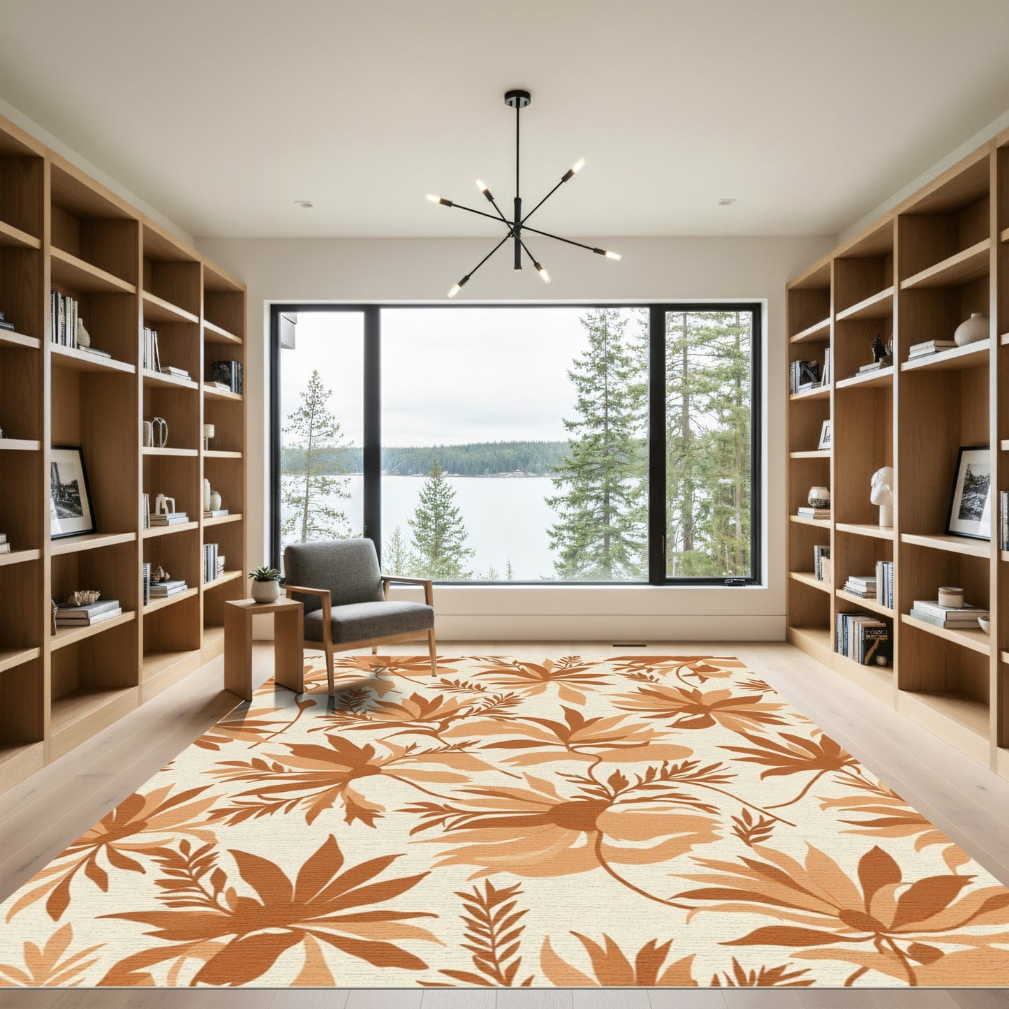Terracotta Floral Branch Arrangement Rug