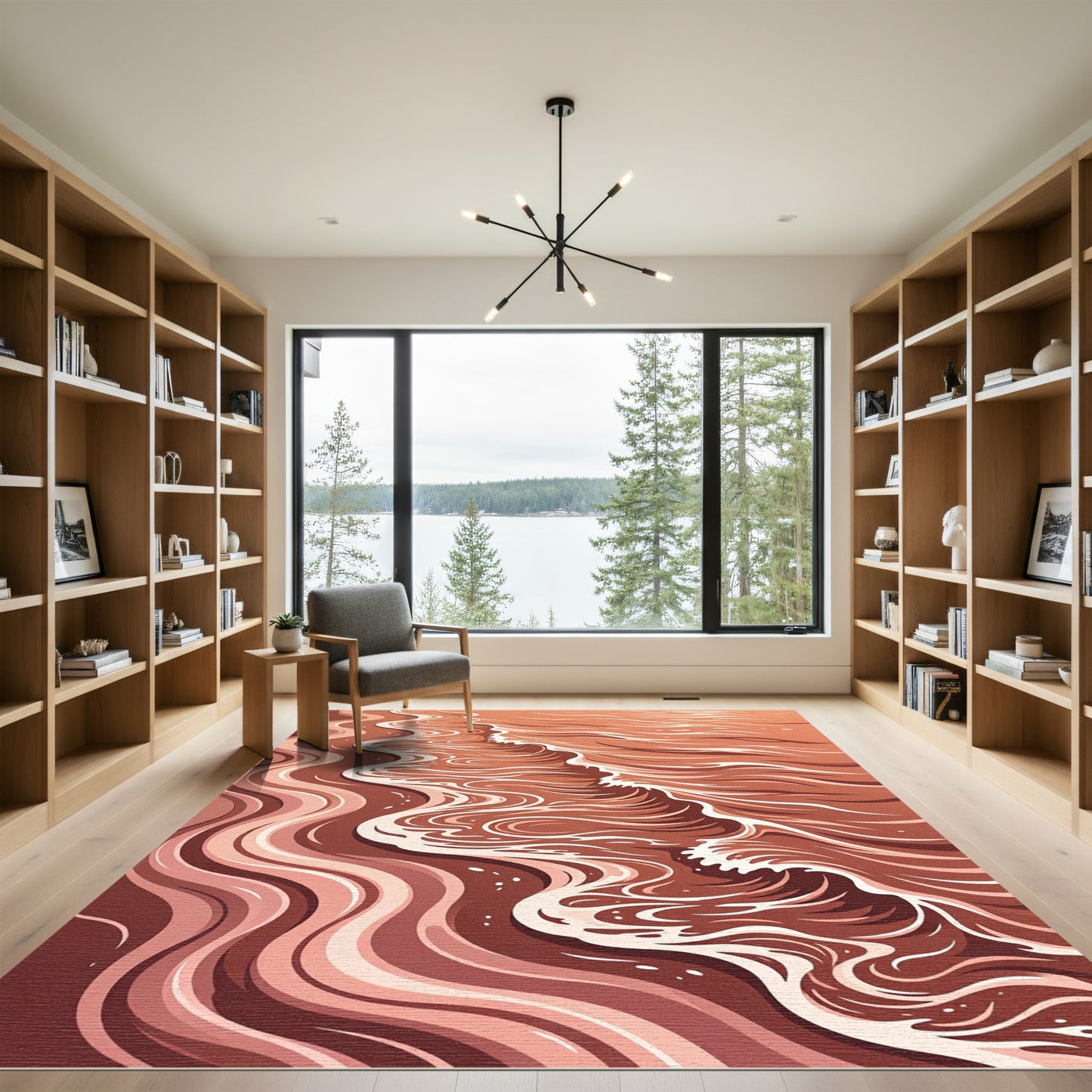 Terracotta Wave Splash Flow Rug