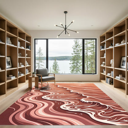 Terracotta Wave Splash Flow Rug