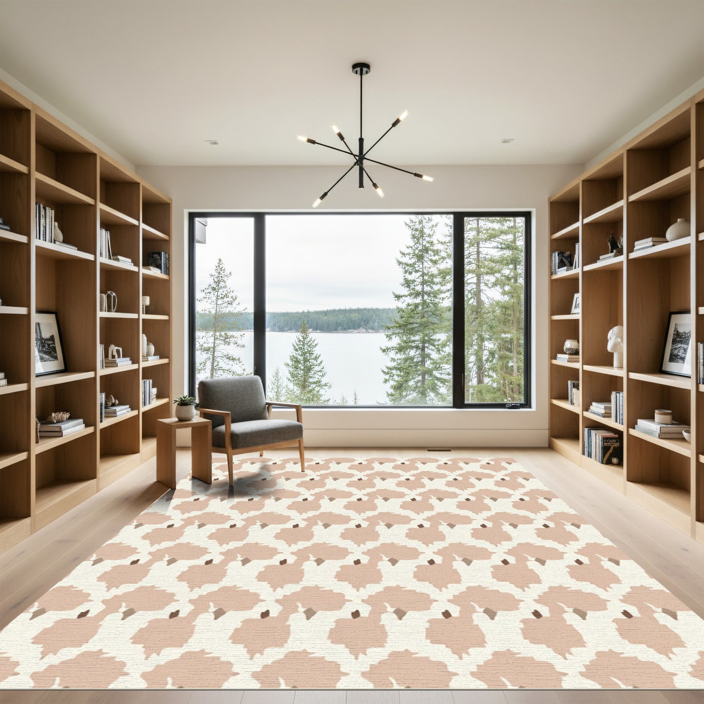 Abstract Blush Camel Geometric Rug