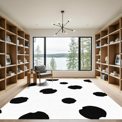 Abstract Black White Polka Dot Rug