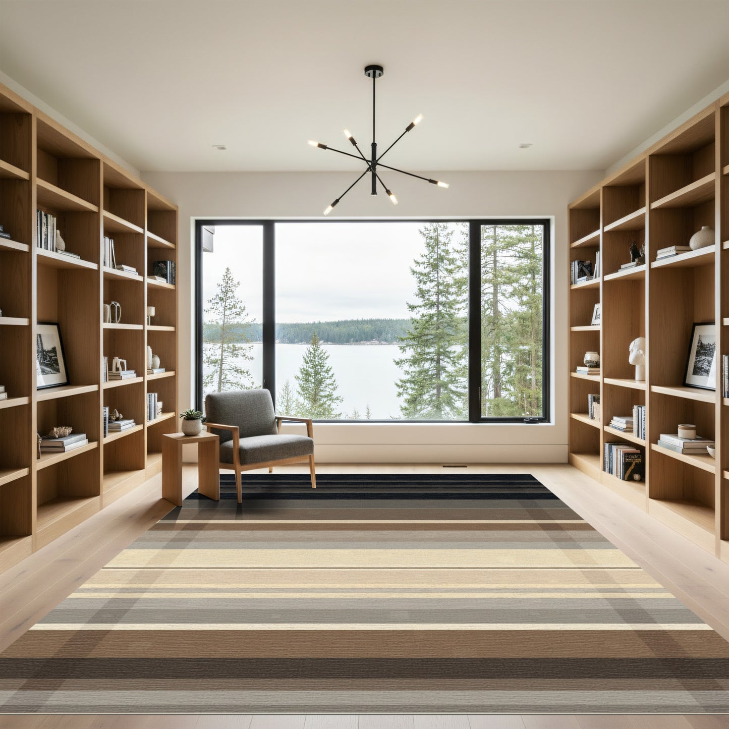 Neutral Tones Woven Linear Rug