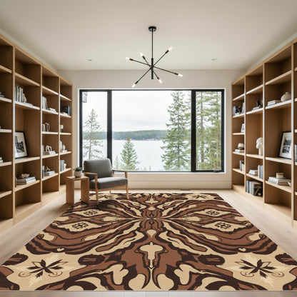 Brown Earth Tones Symmetrical medallion Rug