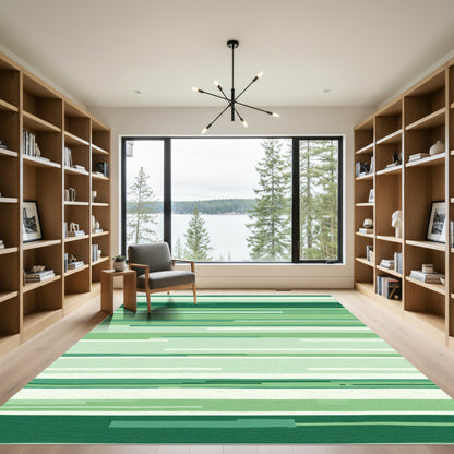 Modern Green Horizontal Stripe Rug