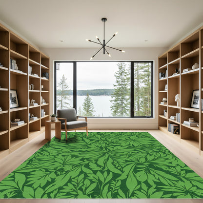 Lush Green Verdant Foliage Rug