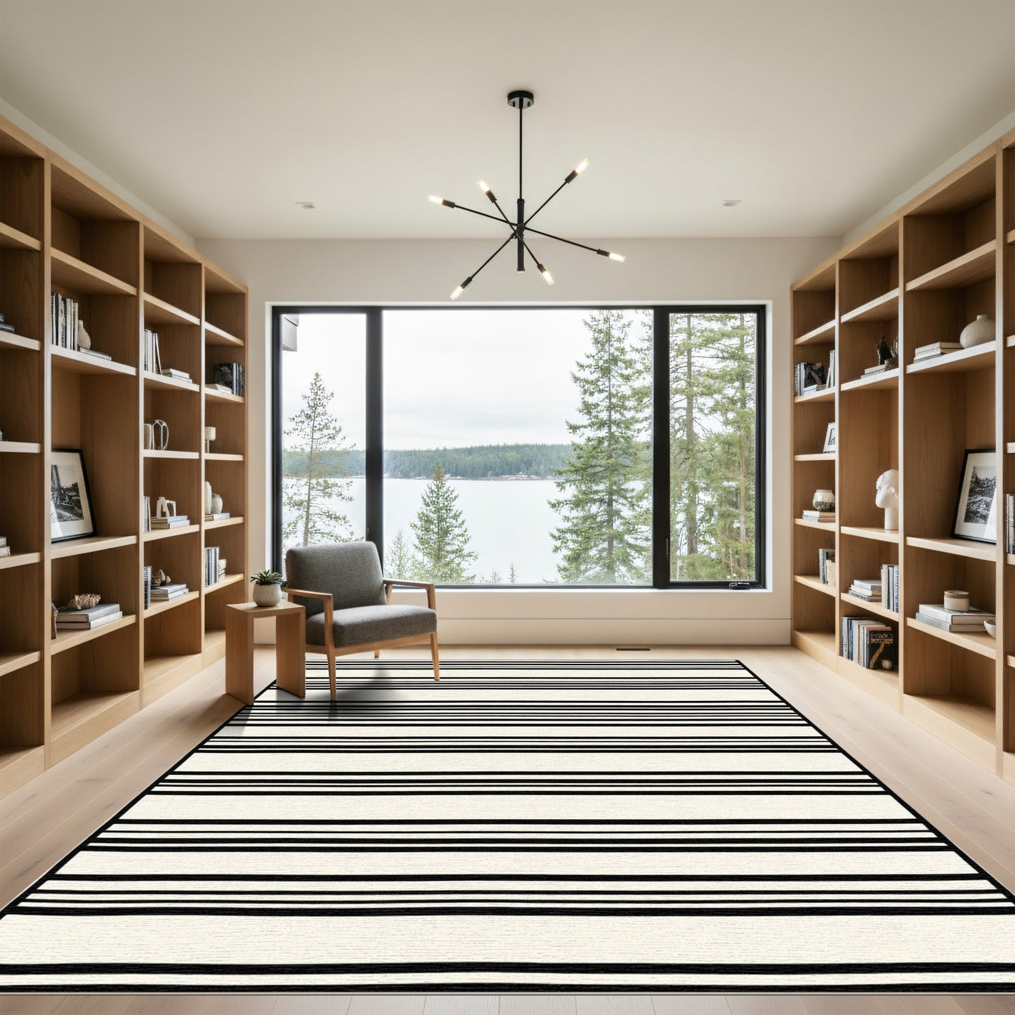 Classic Black Horizontal Stripe Rug