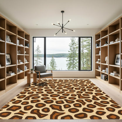 Leopard Print Spots Tan Brown Rug