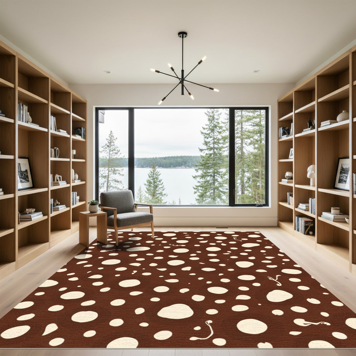 Brown Cream Speckled Organic Circles Rug