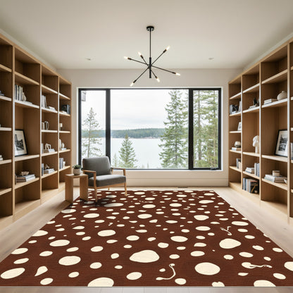 Brown Cream Speckled Organic Circles Rug