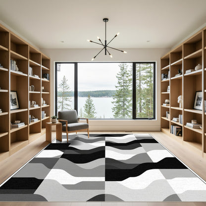 Monochromatic Wavy Geometric Form Rug