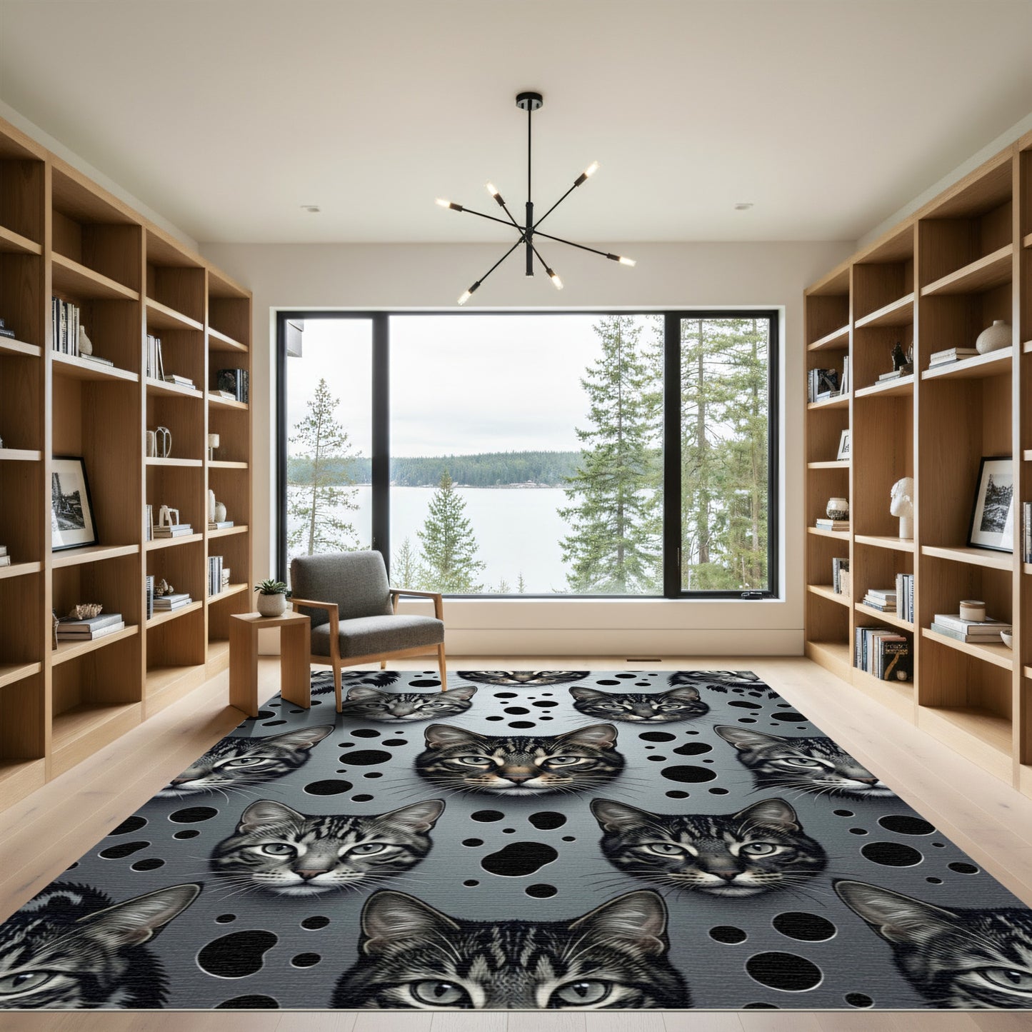 Gray Tabby Cat Collage Roundels Rug
