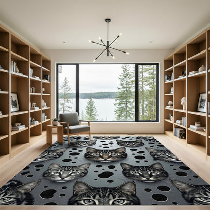 Gray Tabby Cat Collage Roundels Rug