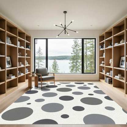 Gray Circles Contemporary Dot Rug