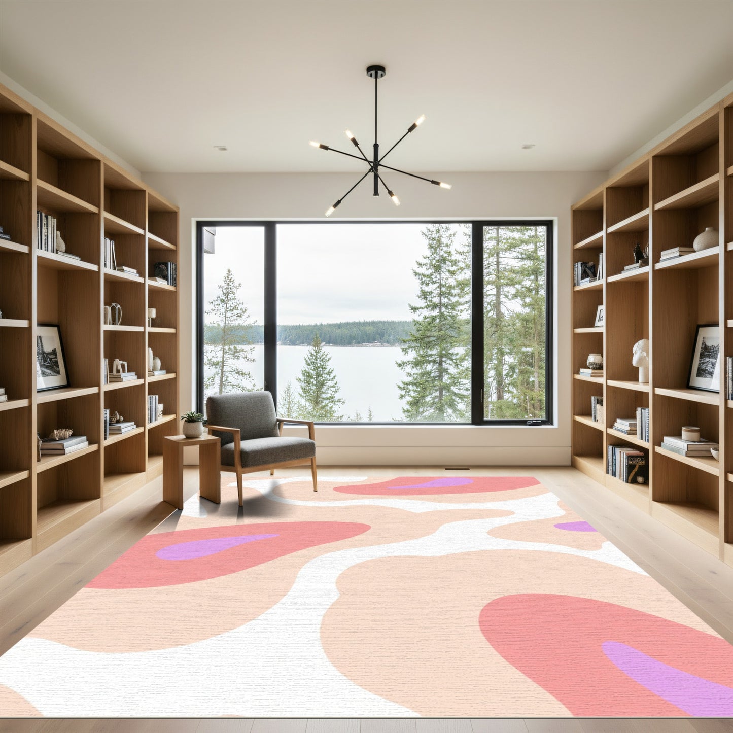 Mellow Peach Abstract Organic Forms Rug