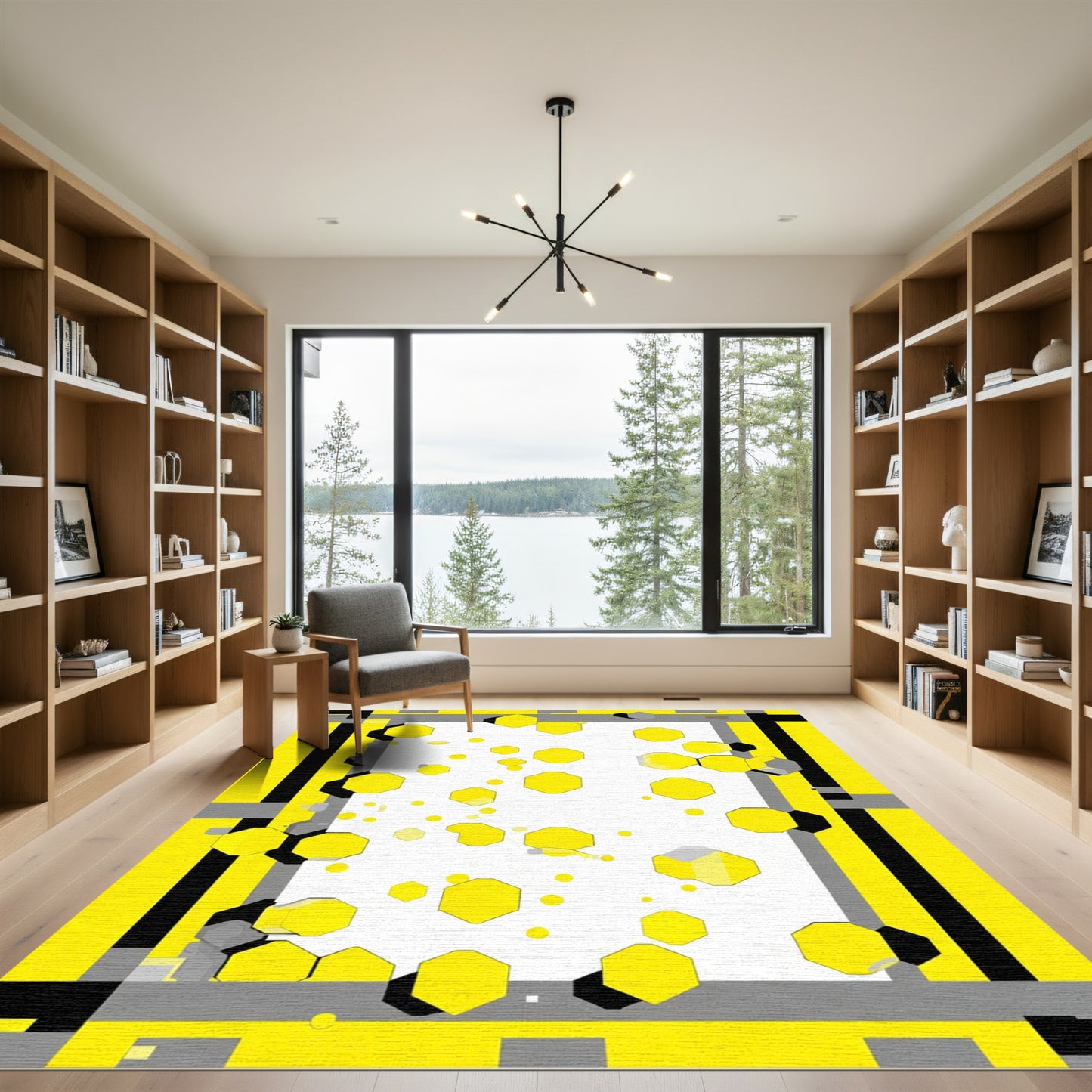Geometric Yellow Octagon Scatter Rug