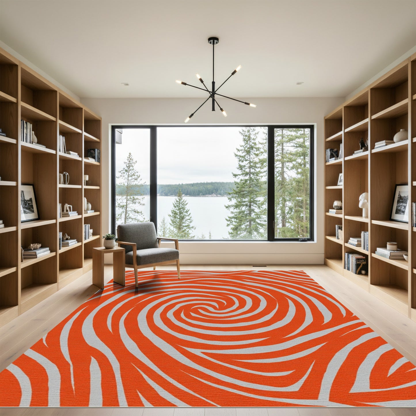 Bold Orange Swirl Stripe Rug