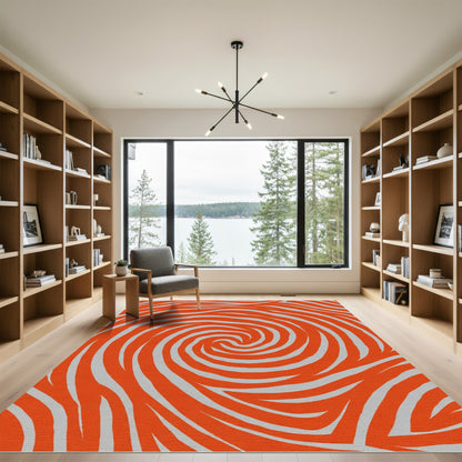Bold Orange Swirl Stripe Rug