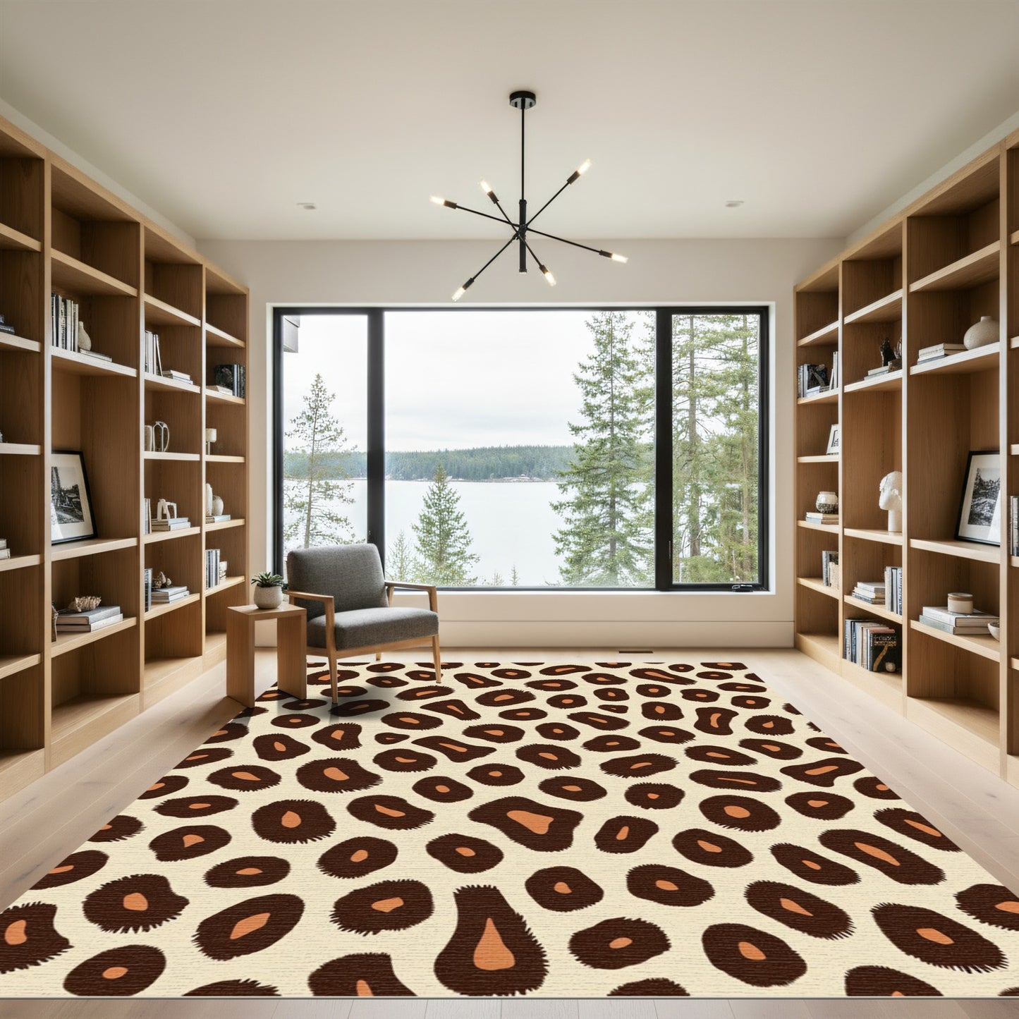 Bold Leopard Spots Cream Rug