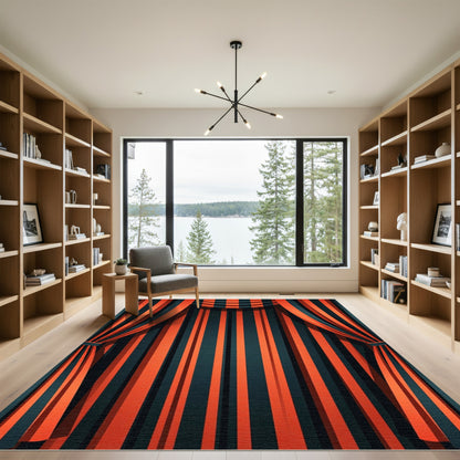 Bold Orange Stripe Curtain Rug