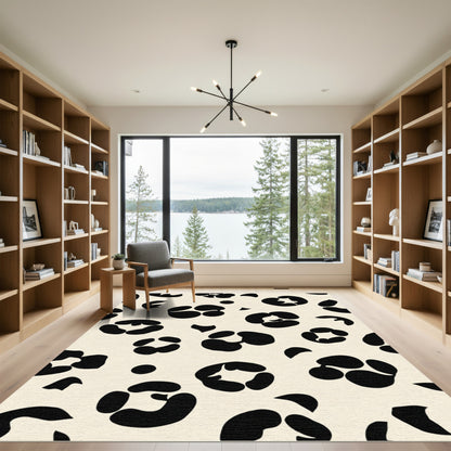 Black White Animal Spot Medallion Rug