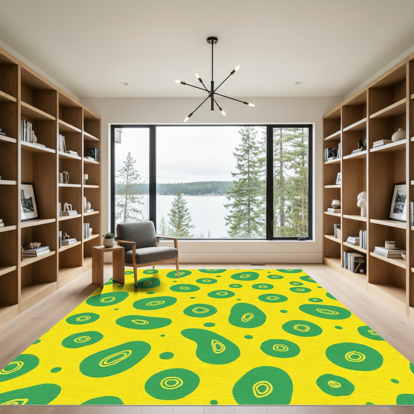 Golden Green Organic Spot Scatter Rug