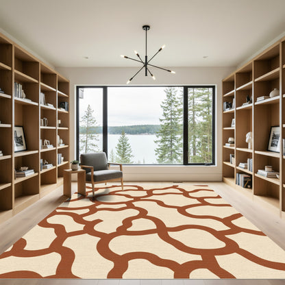 Brown Cream Organic Abstract Links Rug