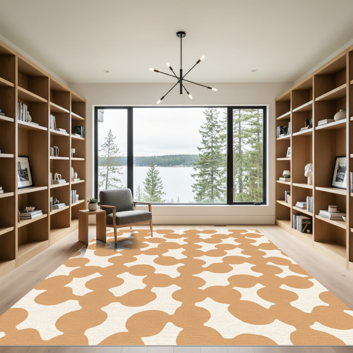 Tan Organic Blob Interlocking Rug
