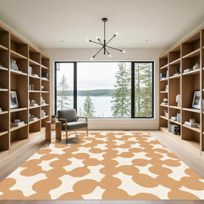 Tan Organic Blob Interlocking Rug