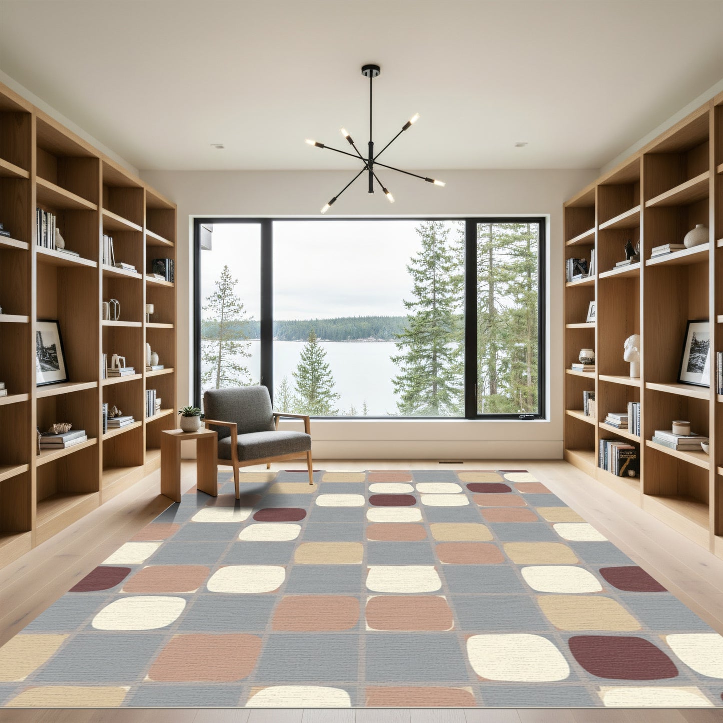 Soft Square Mosaic Earth Tones Rug