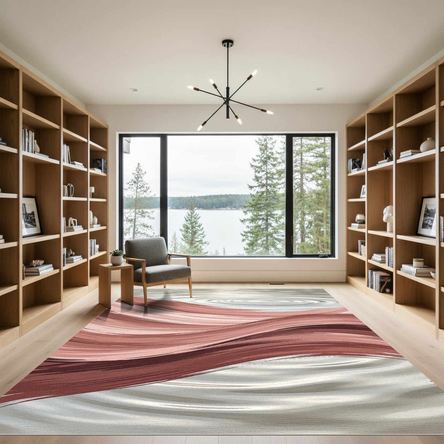 Abstract Blush Wave Liquid ripple Rug