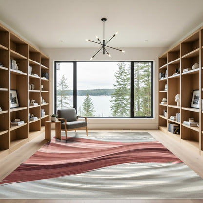 Abstract Blush Wave Liquid ripple Rug