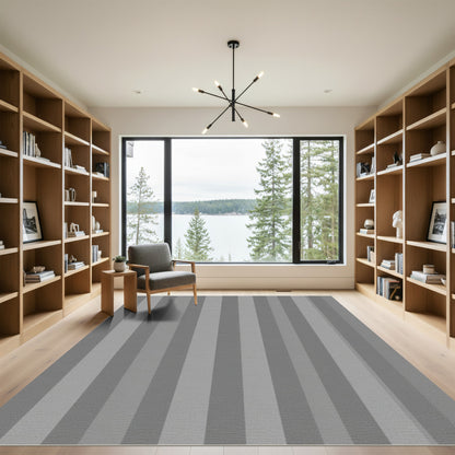 Modern Gray Vertical Stripes Rug