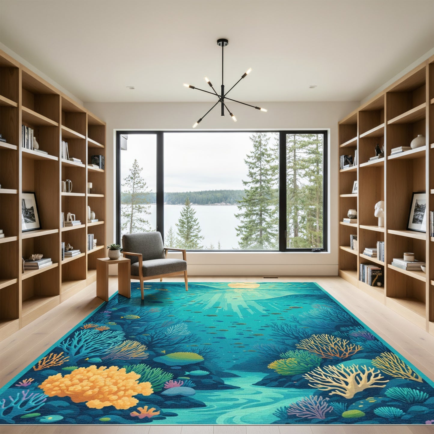 Ocean Life Coral Reef Abstract Waves Rug