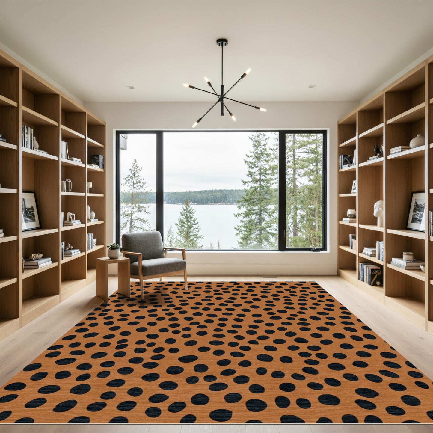 Terracotta Black Speckled Dot Rug