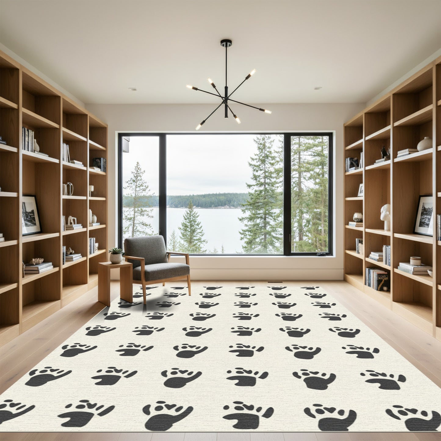 Dark Paw Prints Pattern Rug