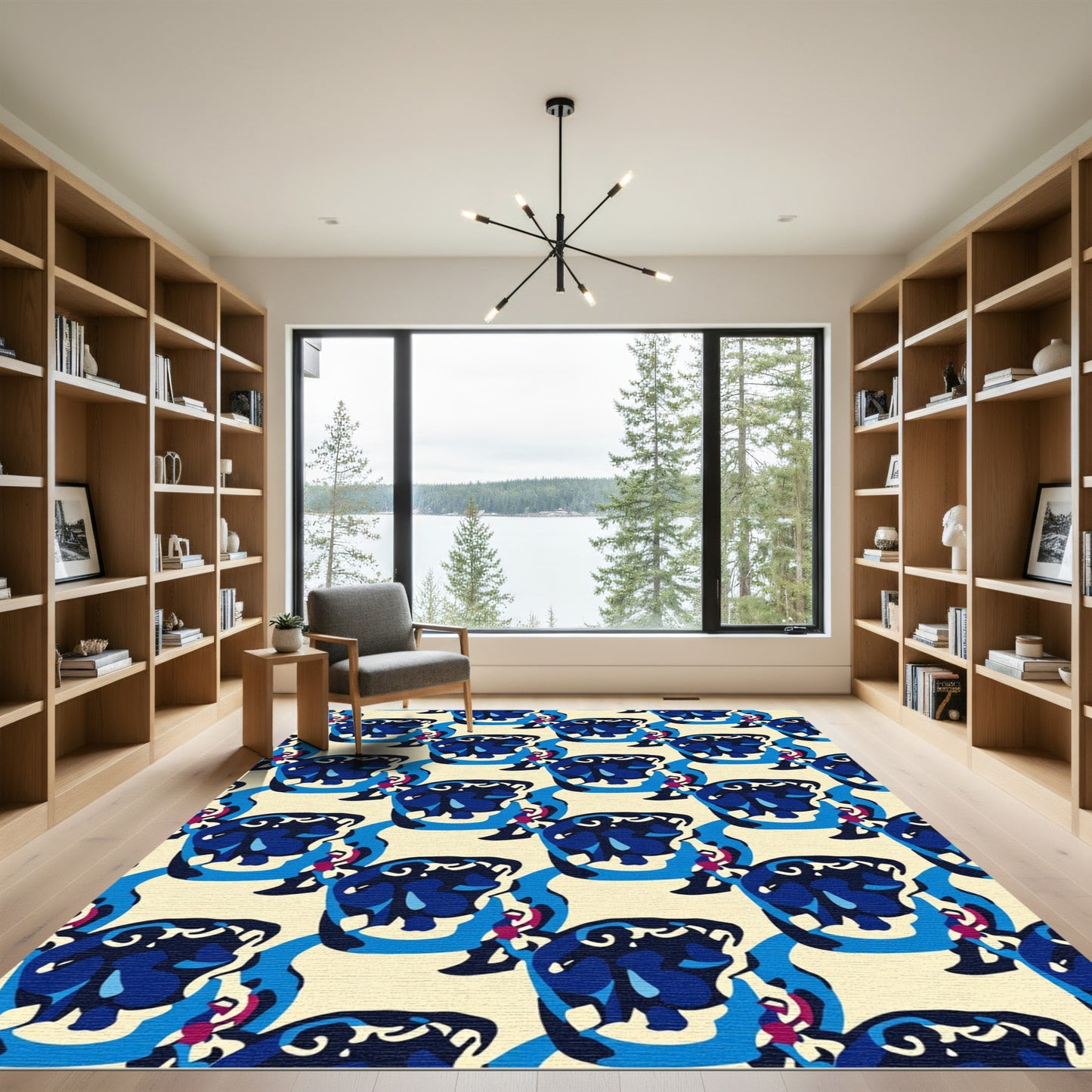 Bold Blue Abstract Organic Rhapsody Rug