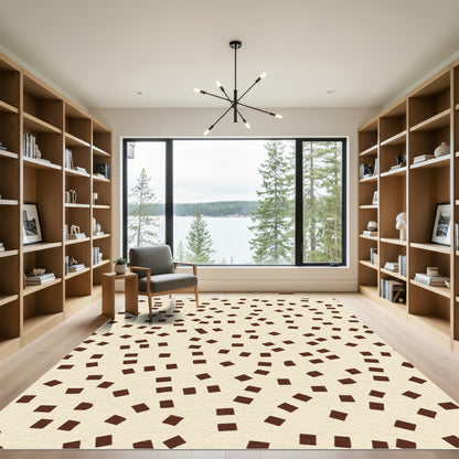 Brown Speckled Beige Square Scatter Rug