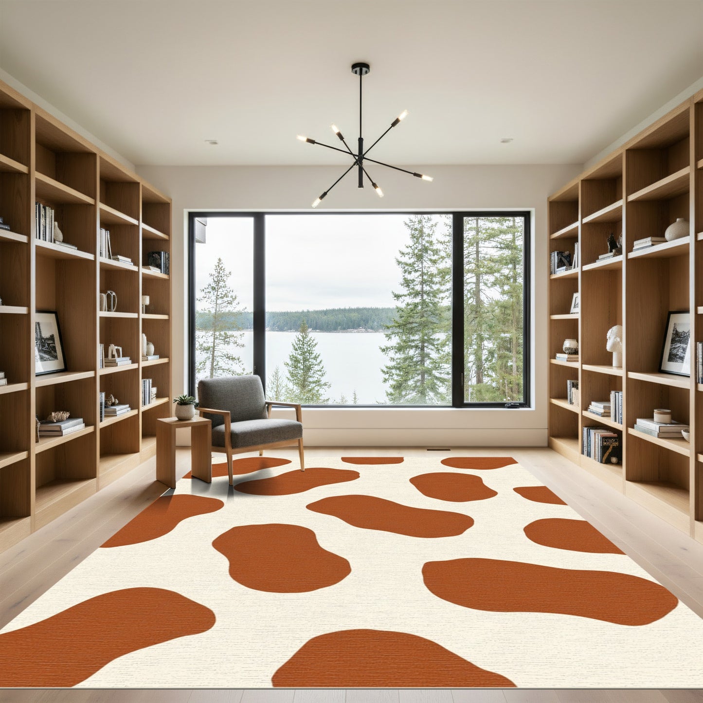 Cream Brown Organic Spots Rug