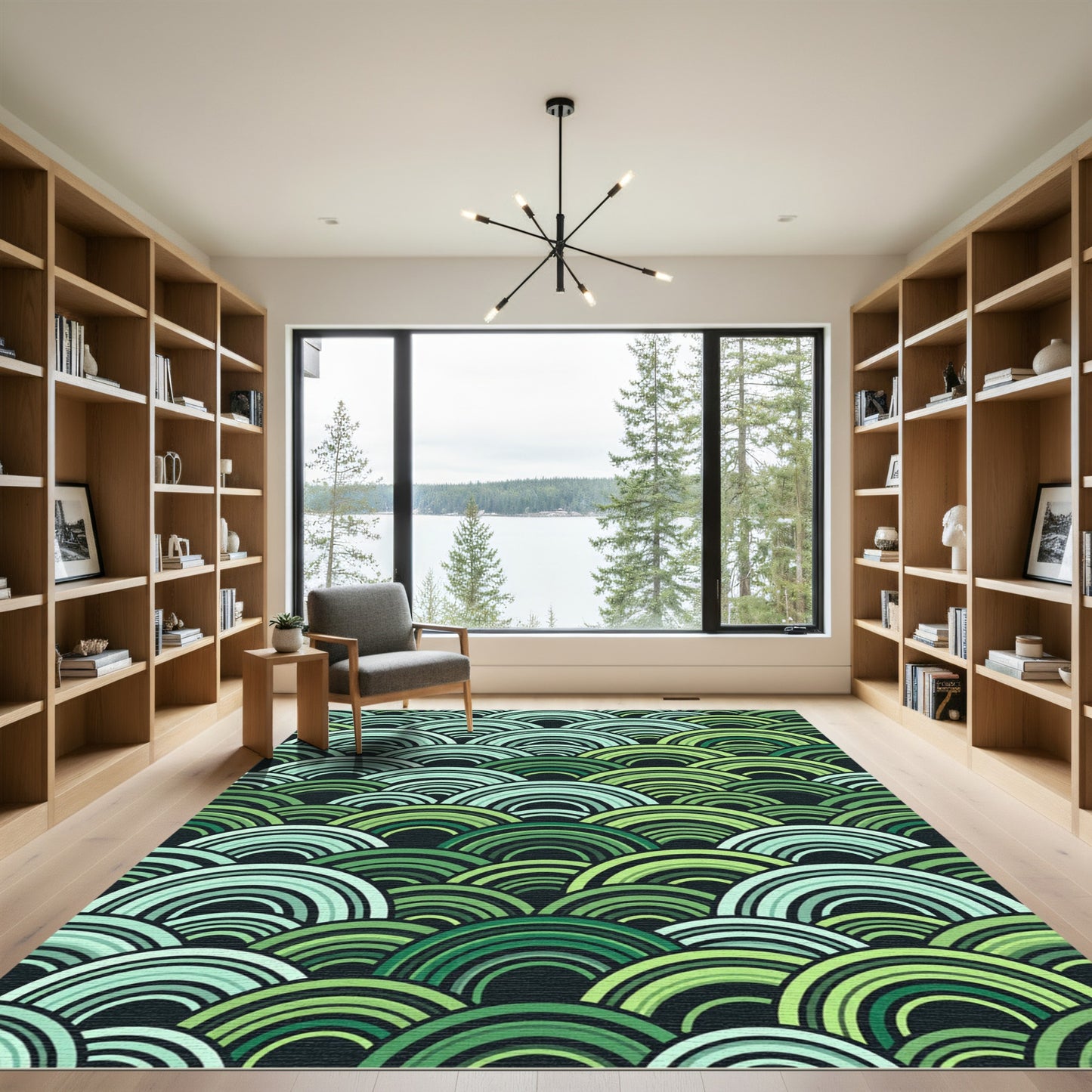 Verdant Green Arc Onde Rug