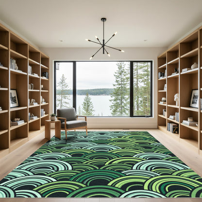 Verdant Green Arc Onde Rug