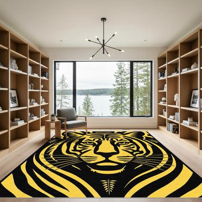 Bold Yellow Tiger Face Close Up Rug