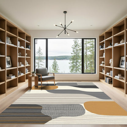 Modern Abstract Earthy Tone Stripe Rug