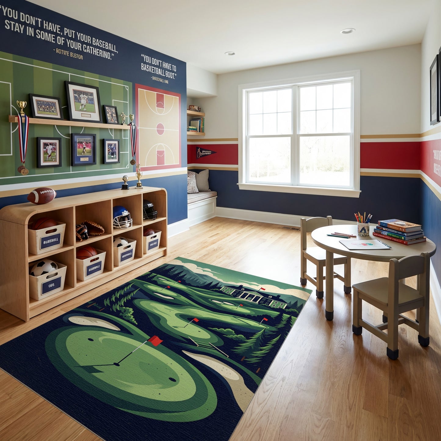 Vintage Golf Course Pine Mountains Rug