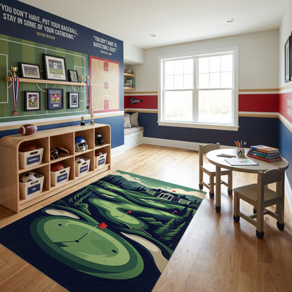Vintage Golf Course Pine Mountains Rug