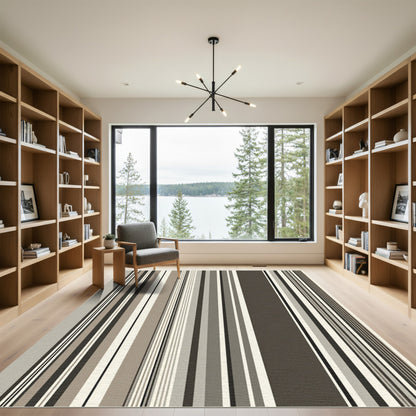Minimalist Neutral Toned Vertical Stripe Rug