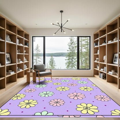 Pastel Floral Dots Lavender Rug