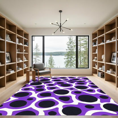 Purple Black Amorphous Dot Rug