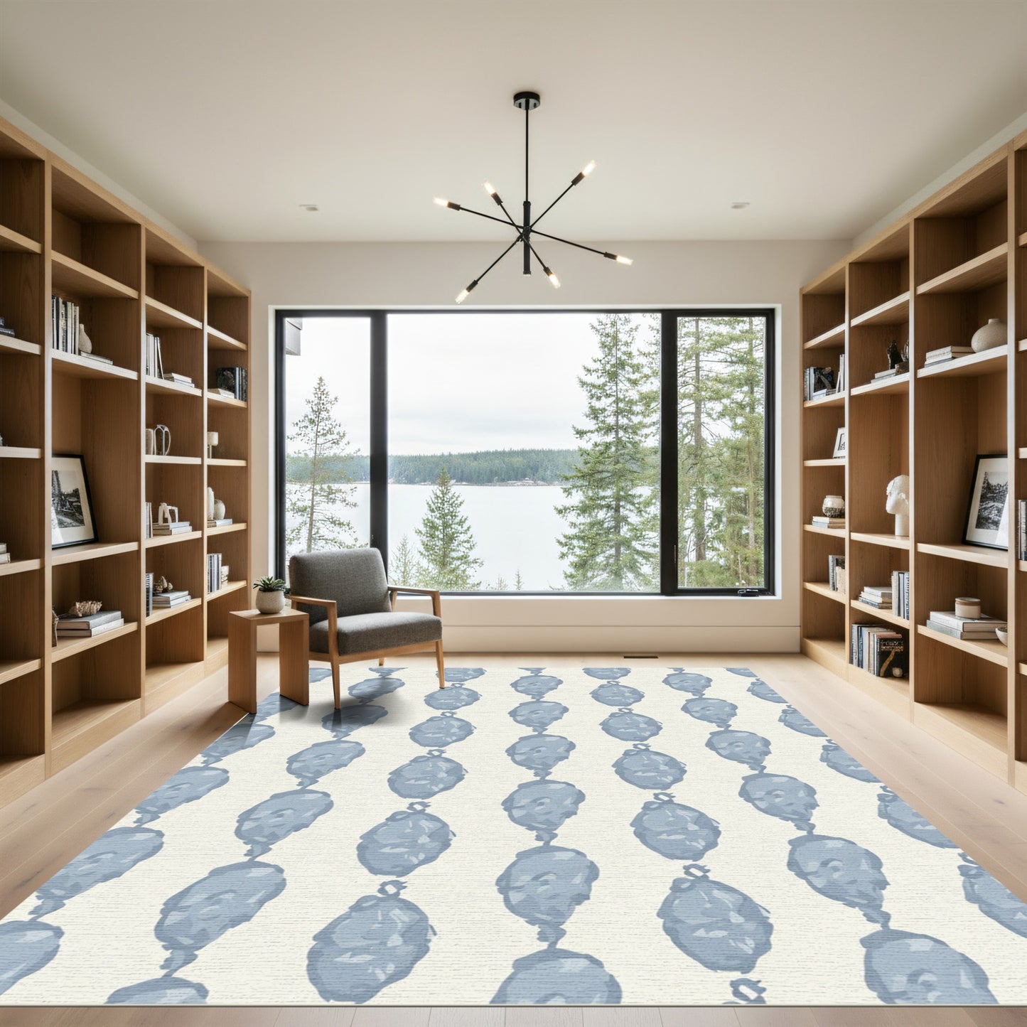 Soft Blue Dangling Oval Garland Rug