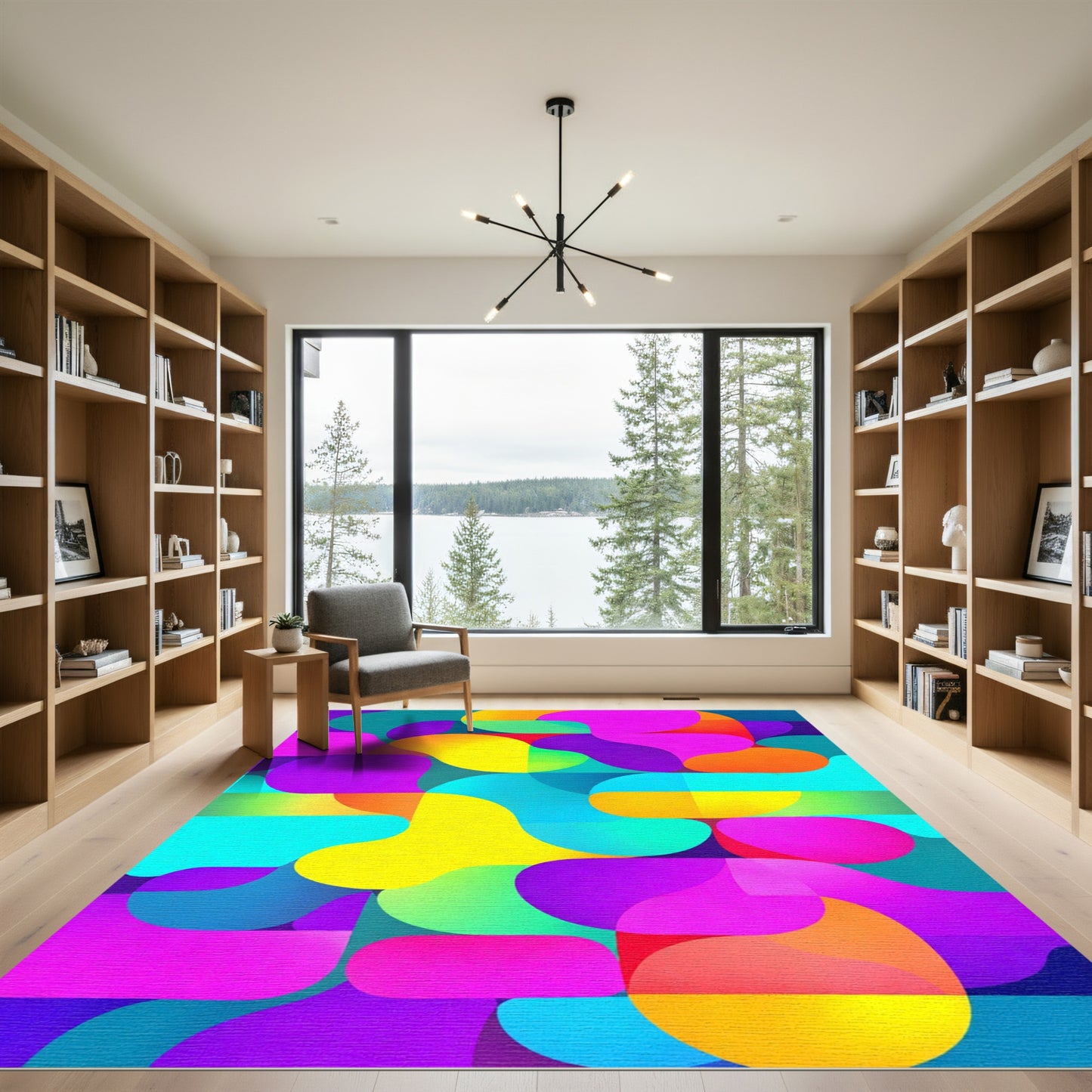 Vibrant Abstract Color Block Forms Rug