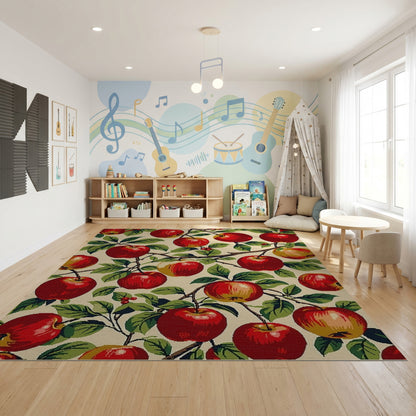 Vibrant Red Apples Leafy Branches Berries Rug